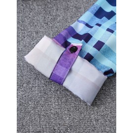 Colorful Plaid Print Shirt, Casual Long Sleeve Button Front Shirt With A Collar, Women's Clothing Colorful Plaid Print Shirt, Casual Long Sleeve Button Front Shirt With A Collar, Women's Clothing