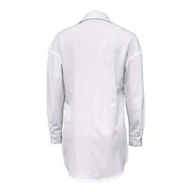 Butterfly Print Polo Neck Shirt, Casual Long Sleeve Blouse For Spring & Fall, Women's Clothing Butterfly Print Polo Neck Shirt, Casual Long Sleeve Blouse For Spring & Fall, Women's Clothing