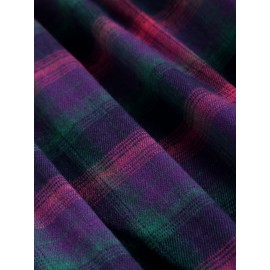 Plaid Print Zip Front Polo Collar Blouse, Casual Pocket Long Sleeve Blouse For Spring & Fall, Women's Clothing Plaid Print Zip Front Polo Collar Blouse, Casual Pocket Long Sleeve Blouse For Spring & Fall, Women's Clothing