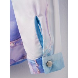 Marble Print Button Front Shirt, Casual Versatile Long Sleeve Shirt, Women's Clothing Marble Print Button Front Shirt, Casual Versatile Long Sleeve Shirt, Women's Clothing