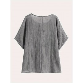 Dragonfly Print Crew Neck Blouse, Casual Short Sleeve Blouse For Spring & Summer, Women's Clothing Dragonfly Print Crew Neck Blouse, Casual Short Sleeve Blouse For Spring & Summer, Women's Clothing