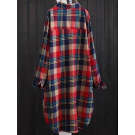 Plaid Pattern Button Front Shirt, Casual Long Sleeve Lapel Collar Shirt, Women's Clothing Plaid Pattern Button Front Shirt, Casual Long Sleeve Lapel Collar Shirt, Women's Clothing