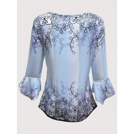 Floral Print Button Blouse, Casual Ruffle Trim Half Sleeve Blouse, Women's Clothing Floral Print Button Blouse, Casual Ruffle Trim Half Sleeve Blouse, Women's Clothing