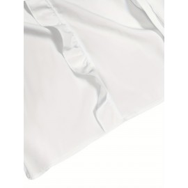 Ruffled Trim V Neck Shirt, Elegant Loose Long Sleeve Shirt, Women's Clothing Ruffled Trim V Neck Shirt, Elegant Loose Long Sleeve Shirt, Women's Clothing