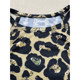 Leopard Print Halter Tank Top, Casual Sleeveless Tank Top For Summer, Women's Clothing Leopard Print Halter Tank Top, Casual Sleeveless Tank Top For Summer, Women's Clothing