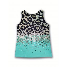 Leopard & Sequin Print Tank Top, Casual Summer Sleeveless Top, Women's Clothing Leopard & Sequin Print Tank Top, Casual Summer Sleeveless Top, Women's Clothing