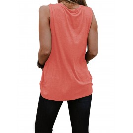 Coconut Tree & Anchor Print Tank Top, Casual Crew Neck Sleeveless Summer Tank Top, Women's Clothing Coconut Tree & Anchor Print Tank Top, Casual Crew Neck Sleeveless Summer Tank Top, Women's Clothing