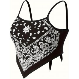 2 Packs Spaghetti Strap Top, Y2K Allover Print Tie Back Sleeveless Cami Top For Every Day, Women's Clothing 2 Packs Spaghetti Strap Top, Y2K Allover Print Tie Back Sleeveless Cami Top For Every Day, Women's Clothing