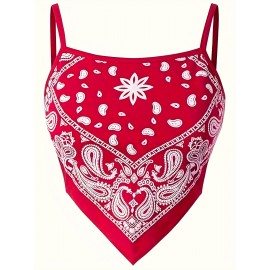 2 Packs Spaghetti Strap Top, Y2K Allover Print Tie Back Sleeveless Cami Top For Every Day, Women's Clothing 2 Packs Spaghetti Strap Top, Y2K Allover Print Tie Back Sleeveless Cami Top For Every Day, Women's Clothing