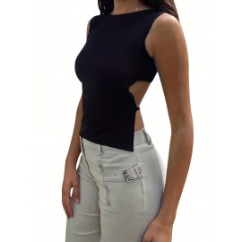 Y2K Sleeveless Tank Top, Casual Every Day Top For Summer & Spring, Women's Clothing Y2K Sleeveless Tank Top, Casual Every Day Top For Summer & Spring, Women's Clothing