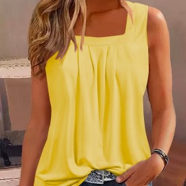 Square Neck Tank Top, Loose Casual Top For Summer & Spring, Women's Clothing Square Neck Tank Top, Loose Casual Top For Summer & Spring, Women's Clothing