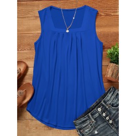 Square Neck Tank Top, Loose Casual Top For Summer & Spring, Women's Clothing Square Neck Tank Top, Loose Casual Top For Summer & Spring, Women's Clothing
