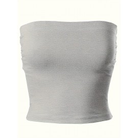 Solid Basic Tube Top 3 Pack, Casual Off Shoulder Sleeveless Crop Top, Women's Clothing Solid Basic Tube Top 3 Pack, Casual Off Shoulder Sleeveless Crop Top, Women's Clothing