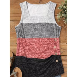 Striped Print Square Neck Tank Top, Casual Sleeveless Tank Top For Sumer, Women's Clothing Striped Print Square Neck Tank Top, Casual Sleeveless Tank Top For Sumer, Women's Clothing
