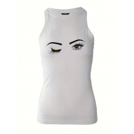 Women's Tank Top Eye Print Lashes Graphic O Neck Tunic Cami Top Women's Tank Top Eye Print Lashes Graphic O Neck Tunic Cami Top