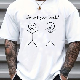 ''I've Got Your Back'' Simple Drawing, Men's Graphic T-shirt, Casual Comfy Tees For Summer ''I've Got Your Back'' Simple Drawing, Men's Graphic T-shirt, Casual Comfy Tees For Summer