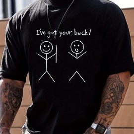 ''I've Got Your Back'' Simple Drawing, Men's Graphic T-shirt, Casual Comfy Tees For Summer ''I've Got Your Back'' Simple Drawing, Men's Graphic T-shirt, Casual Comfy Tees For Summer