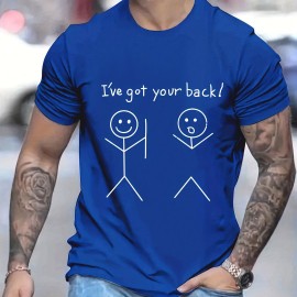 ''I've Got Your Back'' Simple Drawing, Men's Graphic T-shirt, Casual Comfy Tees For Summer ''I've Got Your Back'' Simple Drawing, Men's Graphic T-shirt, Casual Comfy Tees For Summer