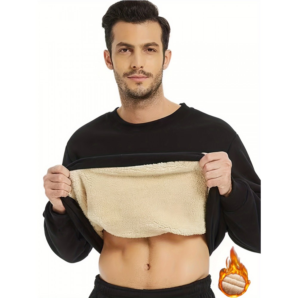 Men's Fleece Lined Crew Neck Sweatshirt For Men Solid Sweatshirts For Winter Fall Long Sleeve Tops Men's Fleece Lined Crew Neck Sweatshirt For Men Solid Sweatshirts For Winter Fall Long Sleeve Tops