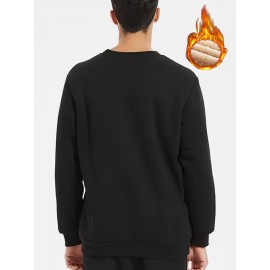 Men's Fleece Lined Crew Neck Sweatshirt For Men Solid Sweatshirts For Winter Fall Long Sleeve Tops Men's Fleece Lined Crew Neck Sweatshirt For Men Solid Sweatshirts For Winter Fall Long Sleeve Tops