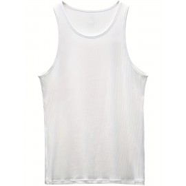 Cotton Blend Men's Solid Tank Top, Casual Comfy Vest For Summer, Men's Sleeveless Shirts Clothing Top Gym Training Workout Cotton Blend Men's Solid Tank Top, Casual Comfy Vest For Summer, Men's Sleeveless Shirts Clothing Top Gym Training Workout