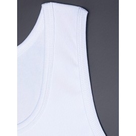 Cotton Blend Men's Solid Tank Top, Casual Comfy Vest For Summer, Men's Sleeveless Shirts Clothing Top Gym Training Workout Cotton Blend Men's Solid Tank Top, Casual Comfy Vest For Summer, Men's Sleeveless Shirts Clothing Top Gym Training Workout