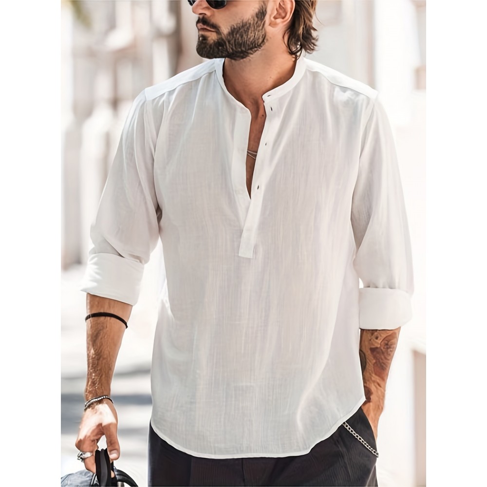 Solid Cotton Men's Long Sleeve Retro Medieval Henley Shirt Casual Beach Tops Festival Party Dress Shirt Solid Tee Shirt V-Neck Tops For Men Solid Cotton Men's Long Sleeve Retro Medieval Henley Shirt Casual Beach Tops Festival Party Dress Shirt Solid Tee Shirt V-Neck Tops For Men