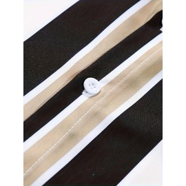 2pcs Men's Stripe Pattern Color Block Short Sleeve Button Shirt & Loose Shorts, Men's Casual Outfit For Summer Vacation 2pcs Men's Stripe Pattern Color Block Short Sleeve Button Shirt & Loose Shorts, Men's Casual Outfit For Summer Vacation