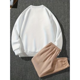 New York Print, Men's 2Pcs Outfits, Casual Hoodies Long Sleevecrew Neck Sweatshirt And Drawstring Pants Set For Spring Fall, Men's Clothing New York Print, Men's 2Pcs Outfits, Casual Hoodies Long Sleevecrew Neck Sweatshirt And Drawstring Pants Set For Spring Fall, Men's Clothing