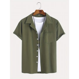Men's 2Pcs Outfits, Casual Lapel Button Up Short Sleeve Shirt And Drawstring Pants Set For Summer, Men's Clothing For Daily Leisure Loungewear Vacation Resorts Men's 2Pcs Outfits, Casual Lapel Button Up Short Sleeve Shirt And Drawstring Pants Set For Summer, Men's Clothing For Daily Leisure Loungewear Vacation Resorts