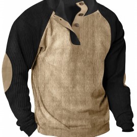 Men's Color Block Half Button Up Stand Collar Sweatshirt For Men Retro Corduroy Sweatshirts For Winter Fall Long Sleeve Tops Men's Color Block Half Button Up Stand Collar Sweatshirt For Men Retro Corduroy Sweatshirts For Winter Fall Long Sleeve Tops