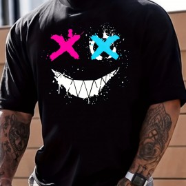 Big Smile Print, Men's Graphic Design Crew Neck Active T-shirt, Casual Comfy Tees Tshirts For Summer, Men's Clothing Tops For Daily Vacation Resorts Big Smile Print, Men's Graphic Design Crew Neck Active T-shirt, Casual Comfy Tees Tshirts For Summer, Men's Clothing Tops For Daily Vacation Resorts