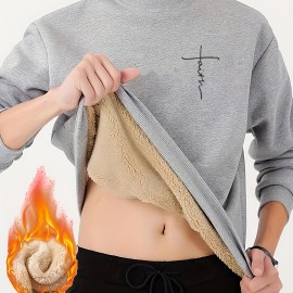 Cross Print Men's Crew Neck Sweatshirt Pullover For Men Fleece Sherpa Lined Sweatshirts For Winter Fall Long Sleeve Tops Cross Print Men's Crew Neck Sweatshirt Pullover For Men Fleece Sherpa Lined Sweatshirts For Winter Fall Long Sleeve Tops