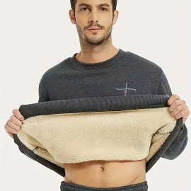 Cross Print Men's Crew Neck Sweatshirt Pullover For Men Fleece Sherpa Lined Sweatshirts For Winter Fall Long Sleeve Tops Cross Print Men's Crew Neck Sweatshirt Pullover For Men Fleece Sherpa Lined Sweatshirts For Winter Fall Long Sleeve Tops