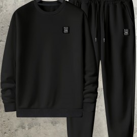 Sweatshirt And Pants Two-piece Set, Pattern Print Men's Long Sleeve Round Neck Street Casual Sports And Fashionable Sweatshirt, Elastic Drawstring Trousers, For Outdoor Sports,For Autumn And Winter Sweatshirt And Pants Two-piece Set, Pattern Print Men's Long Sleeve Round Neck Street Casual Sports And Fashionable Sweatshirt, Elastic Drawstring Trousers, For Outdoor Sports,For Autumn And Winter