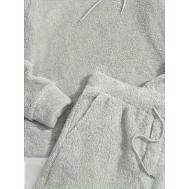 Men's Fluffy 2Pcs Outfits, Casual Hoodies Long Sleeve Pullover Hooded Sweatshirt Snuddie And Sweatpants Shorts Set For Spring Fall, Men's Clothing Men's Fluffy 2Pcs Outfits, Casual Hoodies Long Sleeve Pullover Hooded Sweatshirt Snuddie And Sweatpants Shorts Set For Spring Fall, Men's Clothing