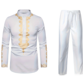 Men's Traditional Long Sleeve Casual African Lightweight Long Shirt, Cheongsam Collar Style Men's Traditional Long Sleeve Casual African Lightweight Long Shirt, Cheongsam Collar Style