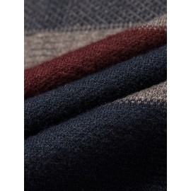 All Match Knitted Striped Sweater, Men's Casual Warm High Stretch Half Zipper Pullover Sweater For Men Fall Winter All Match Knitted Striped Sweater, Men's Casual Warm High Stretch Half Zipper Pullover Sweater For Men Fall Winter