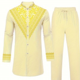 Men's African Dashiki Shirt Metallic Floral Printed Slim Fit Long Sleeve Hoodies Shirts Men's African Dashiki Shirt Metallic Floral Printed Slim Fit Long Sleeve Hoodies Shirts