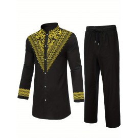 Men's African Dashiki Shirt Metallic Floral Printed Slim Fit Long Sleeve Hoodies Shirts Men's African Dashiki Shirt Metallic Floral Printed Slim Fit Long Sleeve Hoodies Shirts