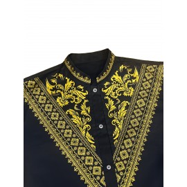 Men's African Dashiki Shirt Metallic Floral Printed Slim Fit Long Sleeve Hoodies Shirts Men's African Dashiki Shirt Metallic Floral Printed Slim Fit Long Sleeve Hoodies Shirts