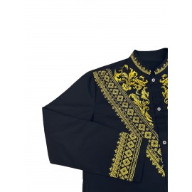 Men's African Dashiki Shirt Metallic Floral Printed Slim Fit Long Sleeve Hoodies Shirts Men's African Dashiki Shirt Metallic Floral Printed Slim Fit Long Sleeve Hoodies Shirts