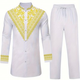 Men's African Dashiki Shirt Metallic Floral Printed Slim Fit Long Sleeve Hoodies Shirts Men's African Dashiki Shirt Metallic Floral Printed Slim Fit Long Sleeve Hoodies Shirts