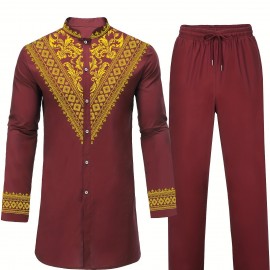 Men's African Dashiki Shirt Metallic Floral Printed Slim Fit Long Sleeve Hoodies Shirts Men's African Dashiki Shirt Metallic Floral Printed Slim Fit Long Sleeve Hoodies Shirts