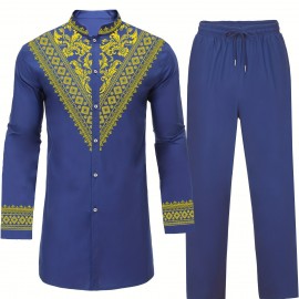 Men's African Dashiki Shirt Metallic Floral Printed Slim Fit Long Sleeve Hoodies Shirts Men's African Dashiki Shirt Metallic Floral Printed Slim Fit Long Sleeve Hoodies Shirts