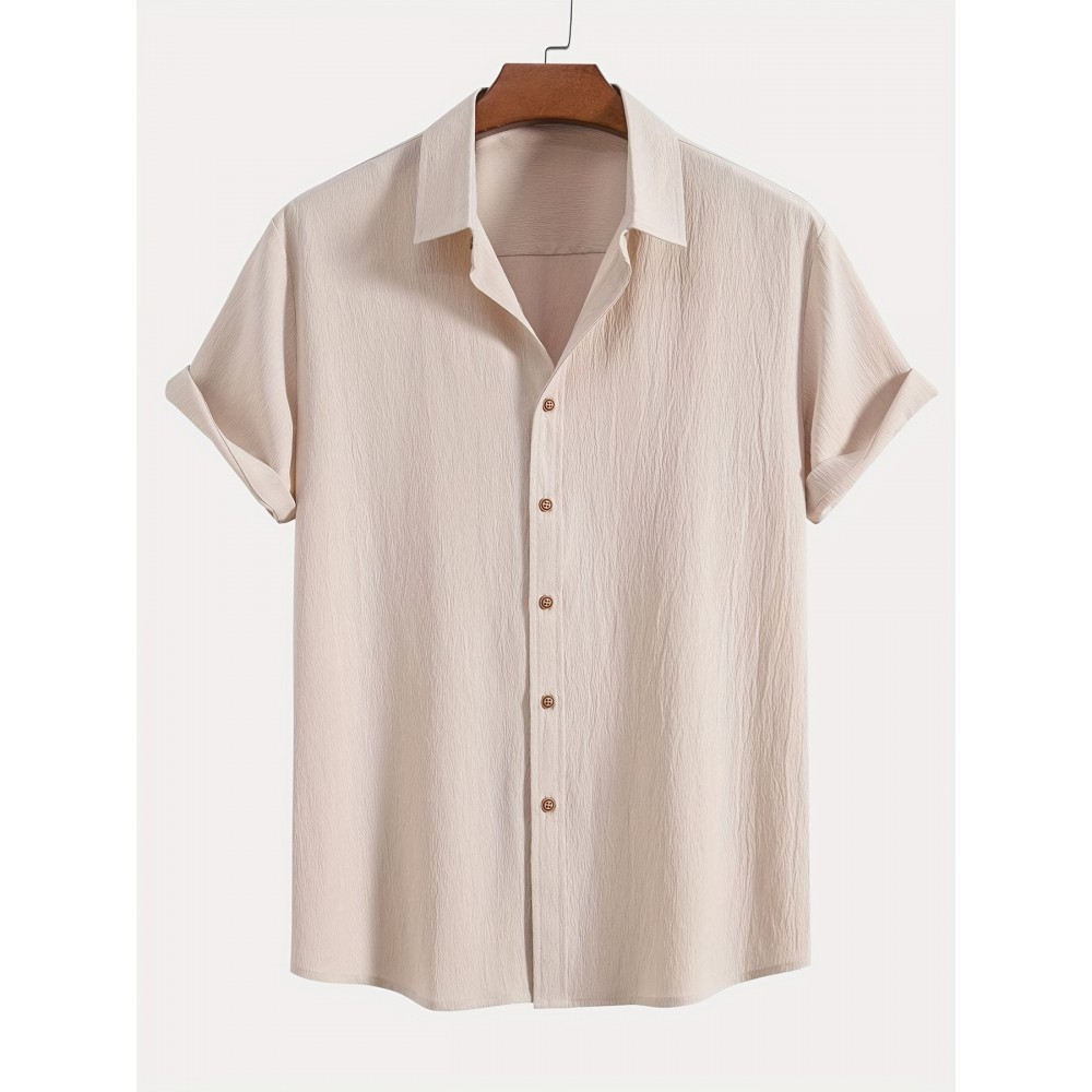 Men's Shirt Top, Solid Color Lapel Short Sleeve Closure Summer Male Casual Button Up Shirt For Daily Business Formal Shirts For Men Men's Shirt Top, Solid Color Lapel Short Sleeve Closure Summer Male Casual Button Up Shirt For Daily Business Formal Shirts For Men