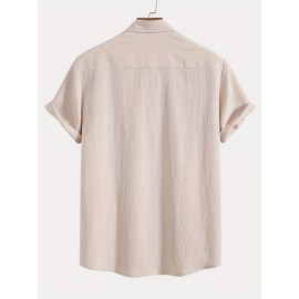 Men's Shirt Top, Solid Color Lapel Short Sleeve Closure Summer Male Casual Button Up Shirt For Daily Business Formal Shirts For Men Men's Shirt Top, Solid Color Lapel Short Sleeve Closure Summer Male Casual Button Up Shirt For Daily Business Formal Shirts For Men