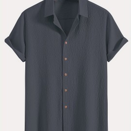 Men's Shirt Top, Solid Color Lapel Short Sleeve Closure Summer Male Casual Button Up Shirt For Daily Business Formal Shirts For Men Men's Shirt Top, Solid Color Lapel Short Sleeve Closure Summer Male Casual Button Up Shirt For Daily Business Formal Shirts For Men