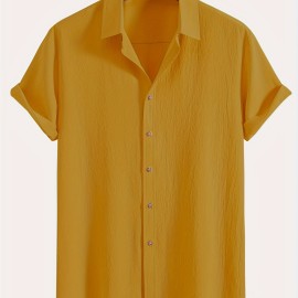 Men's Shirt Top, Solid Color Lapel Short Sleeve Closure Summer Male Casual Button Up Shirt For Daily Business Formal Shirts For Men Men's Shirt Top, Solid Color Lapel Short Sleeve Closure Summer Male Casual Button Up Shirt For Daily Business Formal Shirts For Men