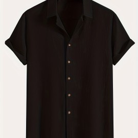 Men's Shirt Top, Solid Color Lapel Short Sleeve Closure Summer Male Casual Button Up Shirt For Daily Business Formal Shirts For Men Men's Shirt Top, Solid Color Lapel Short Sleeve Closure Summer Male Casual Button Up Shirt For Daily Business Formal Shirts For Men